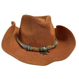 Lucky 7 USA Paper Cowboy Hat Ropes Starfish Cowgirl Brown Lightweight